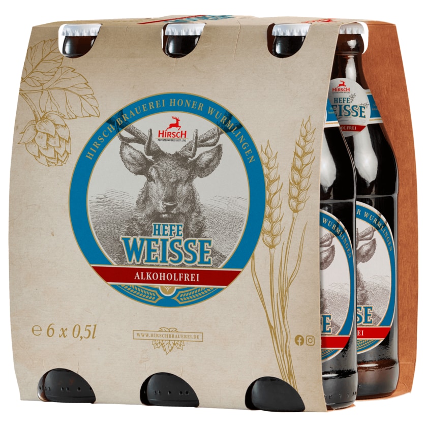 Hirsch-Brauerei Honer Hefeweisse alkoholfrei 6x0,5l